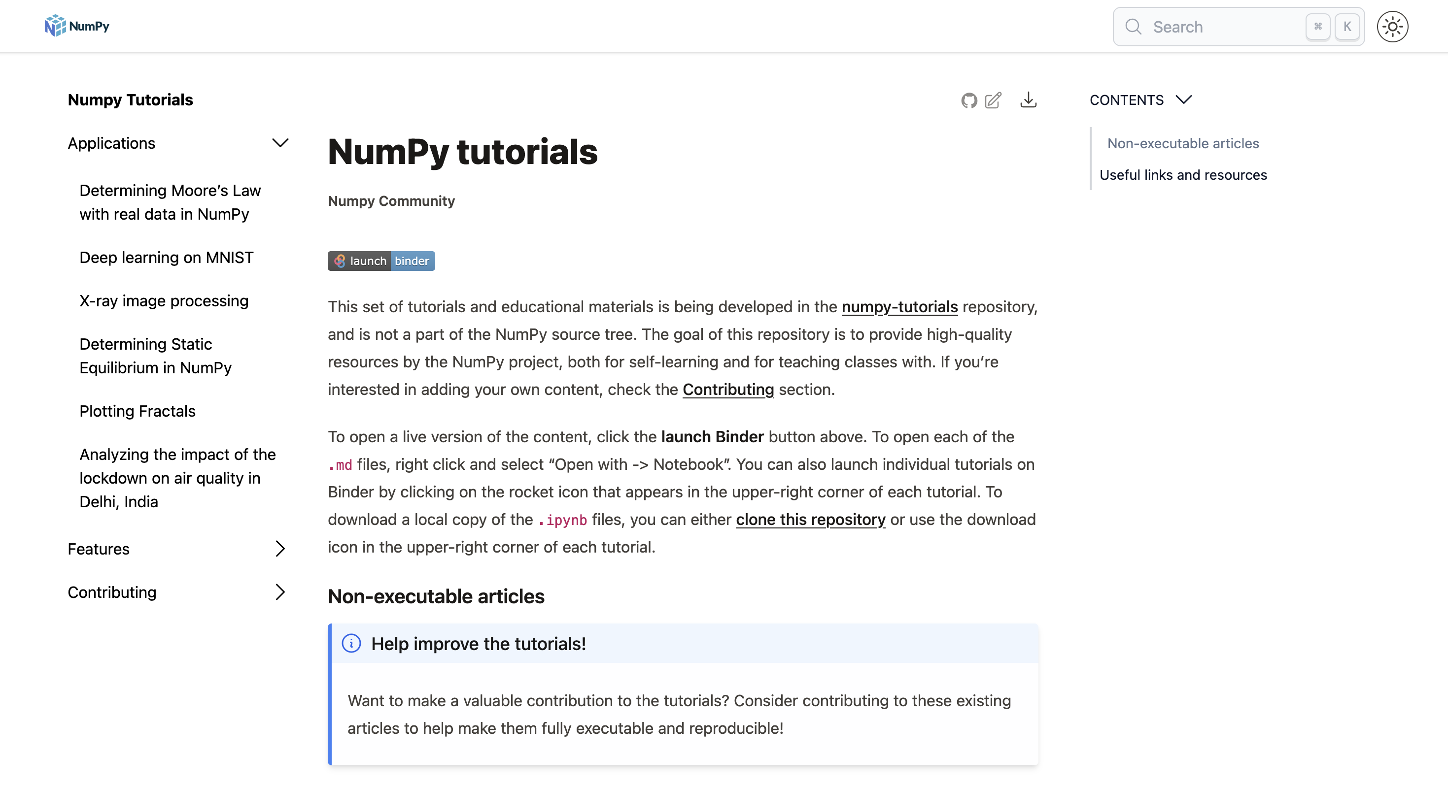 The NumPy tutorials landing page now built with Jupyter Book 2!